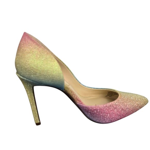 Jessica Simpson Pazula Sz 6 M Crystal Pastel Rainbow Ombre D’orsay Heels - Picture 8 of 15